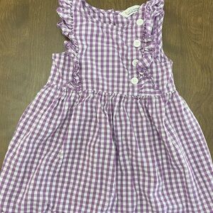 White and Purple Ruffled Sundress with Gathered Skirt